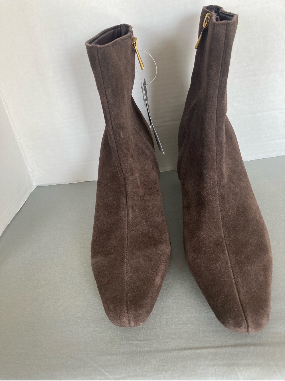 Brown Suede Ankle Boots with Side Zip - Women's - Picture 7 of 7